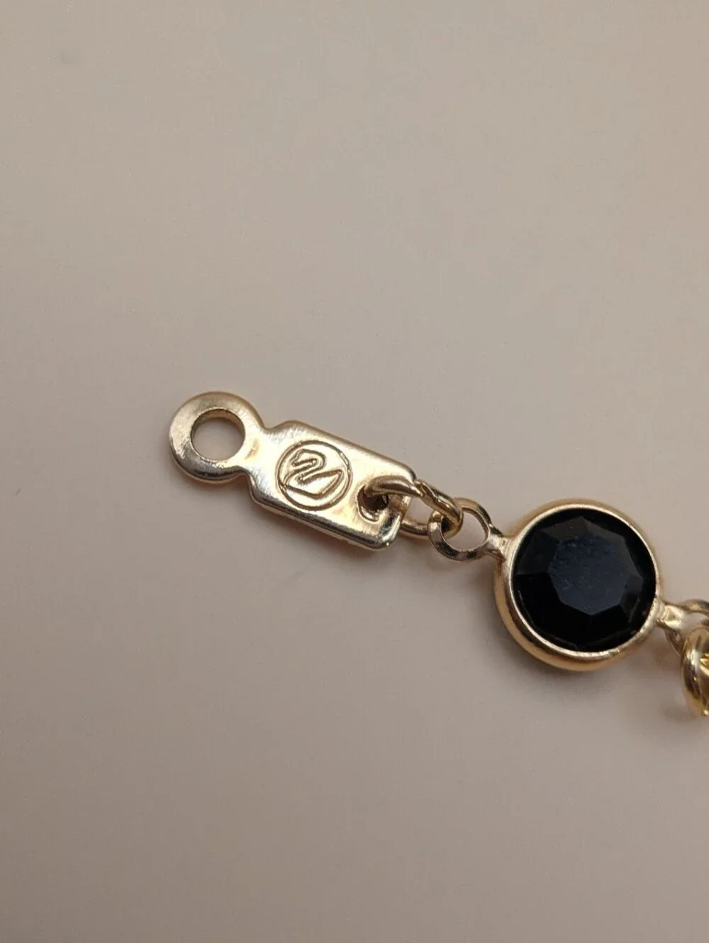Swarovski Crystal Bezel Chain Bracelet Black and Clear Stones Adjustable Size